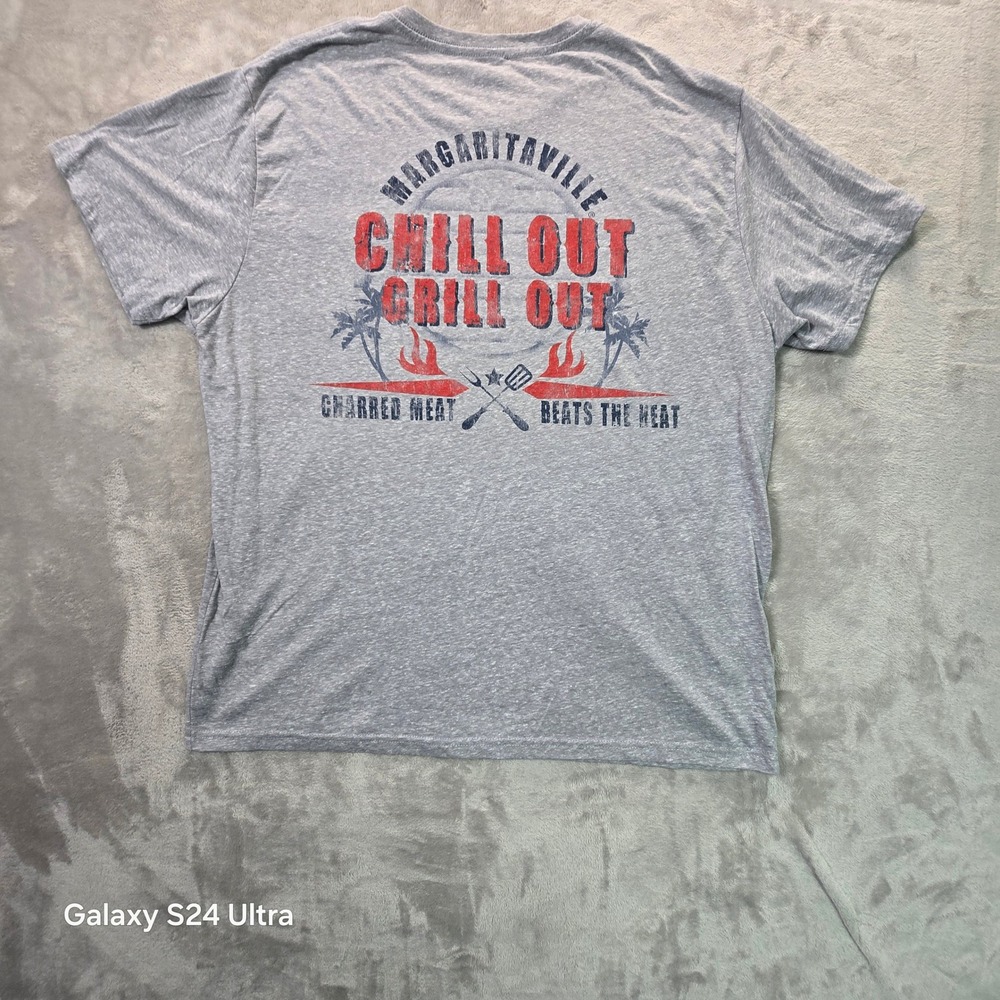 Margaritaville Mens XL Gray Chill Out Grill Out Graphic Pocket T-Shirt Heather